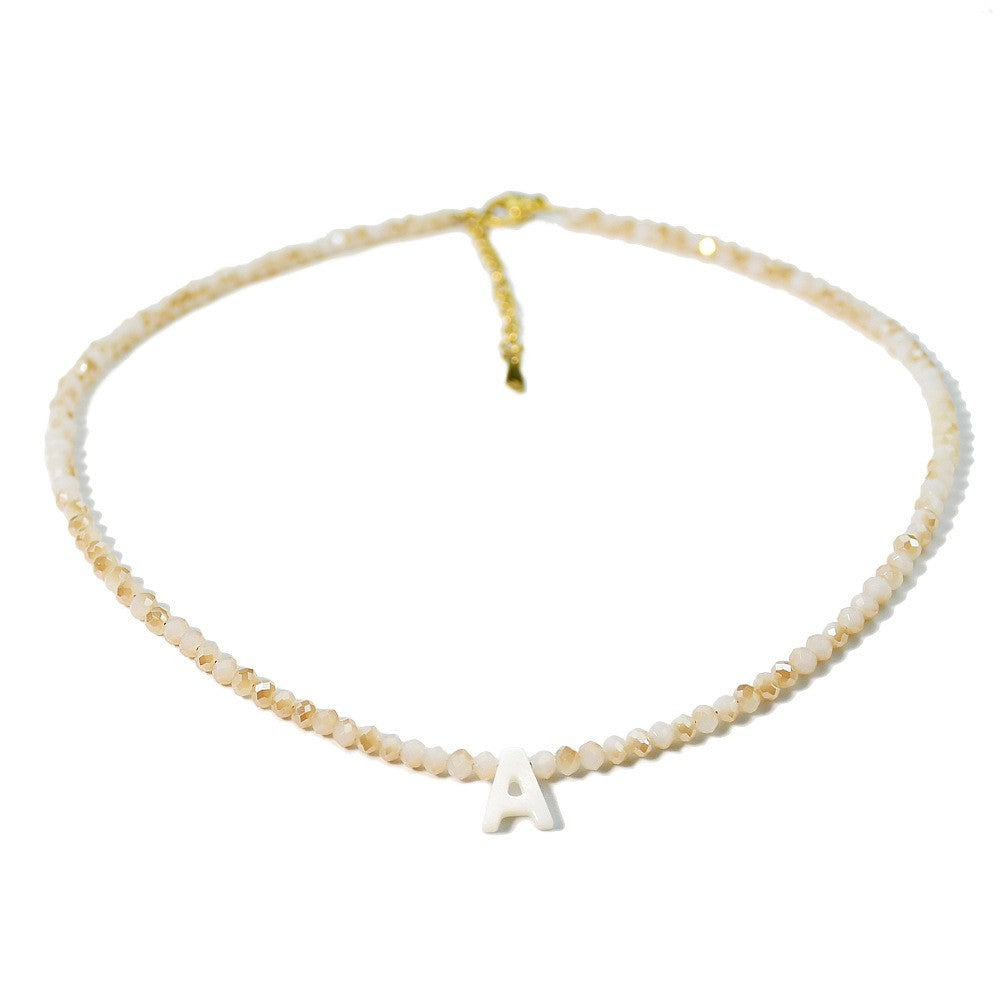 Layered Shell Initial Beaded Necklace