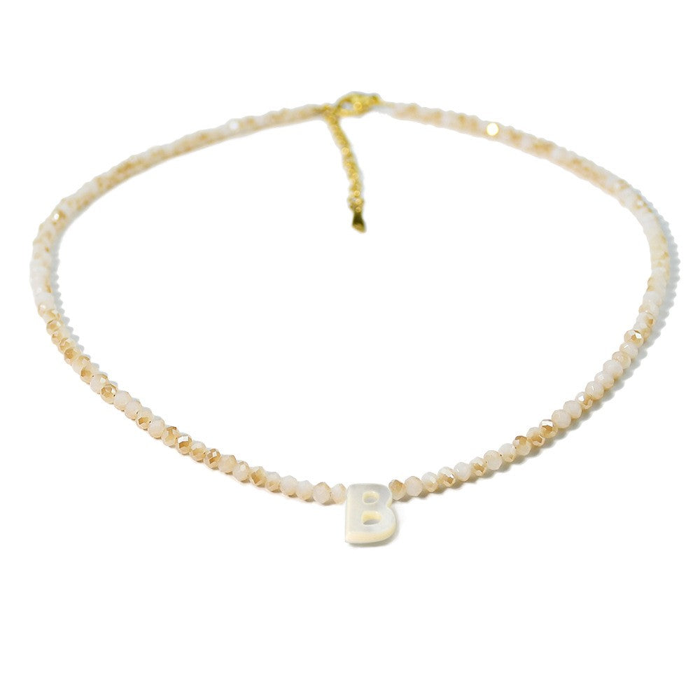 Layered Shell Initial Beaded Necklace