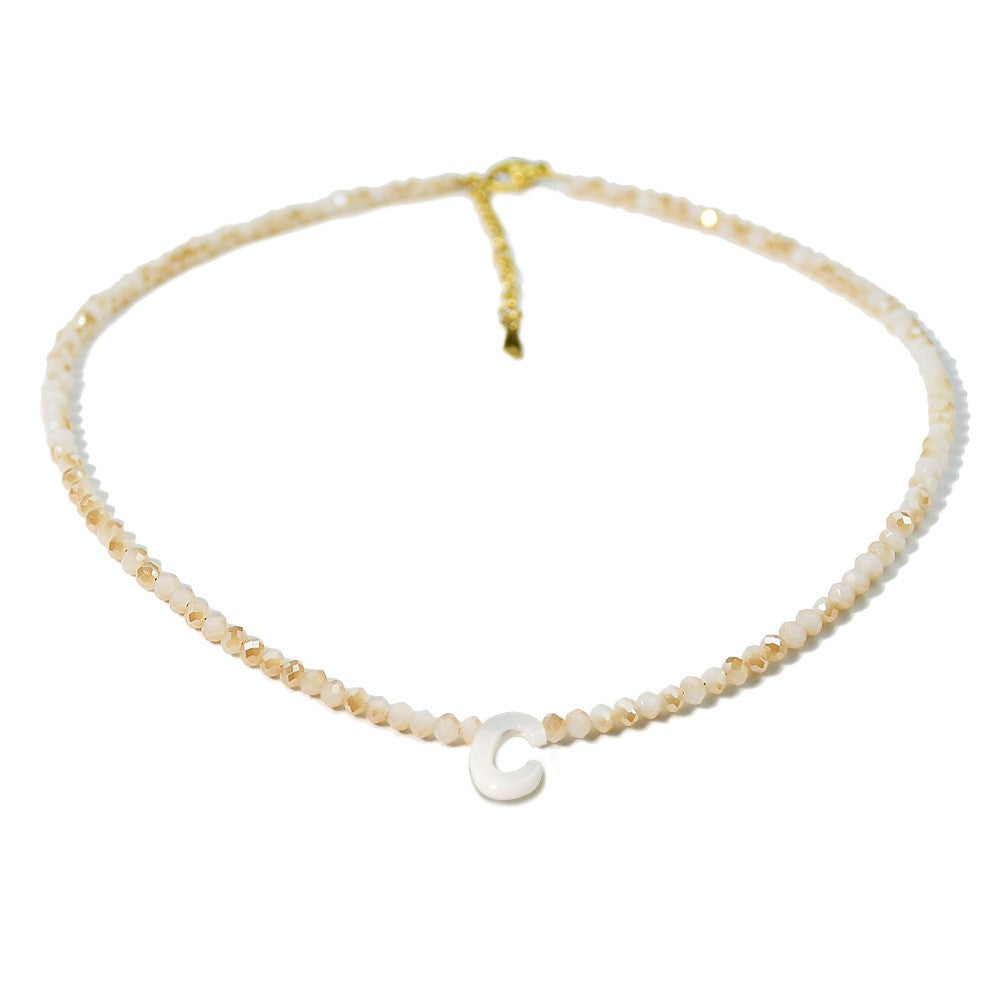 Layered Shell Initial Beaded Necklace
