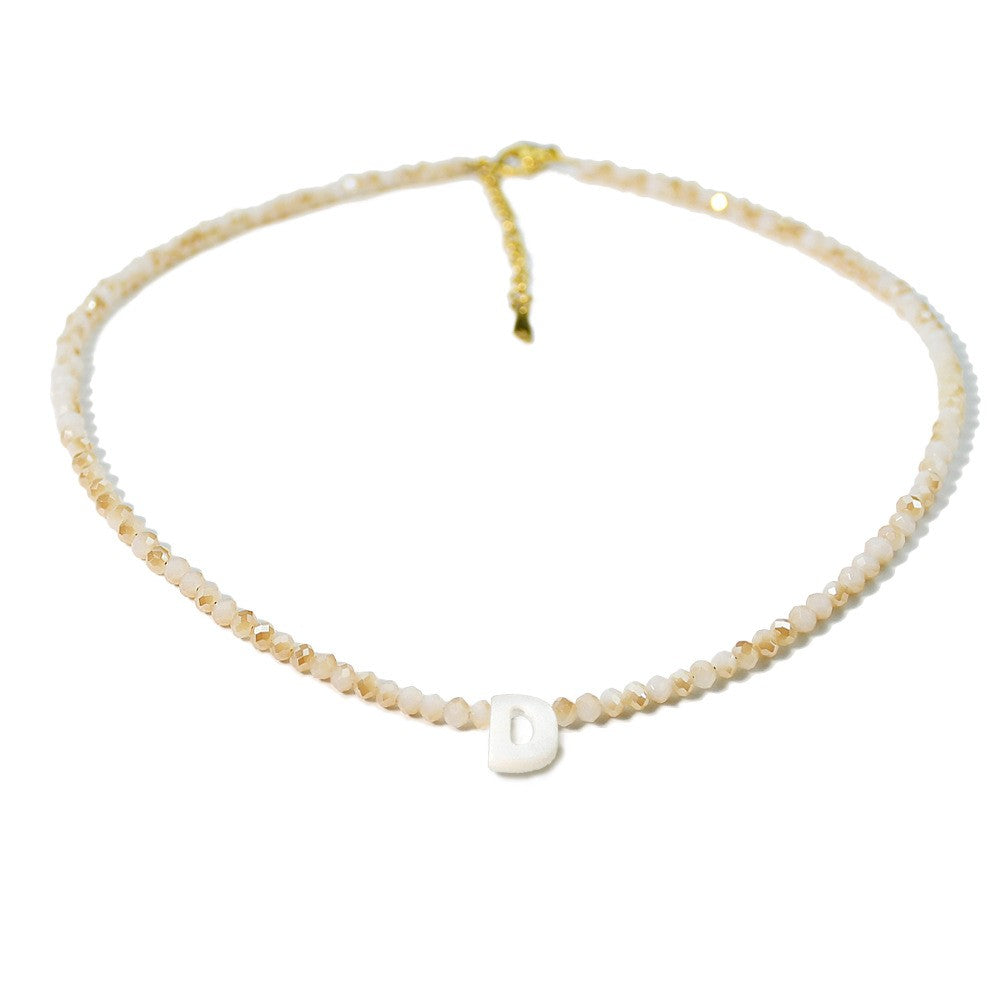 Layered Shell Initial Beaded Necklace
