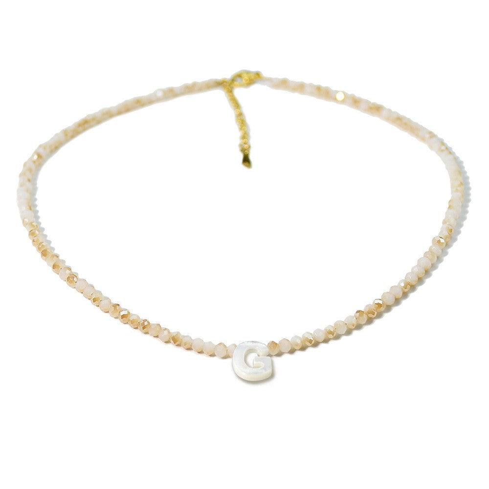 Layered Shell Initial Beaded Necklace