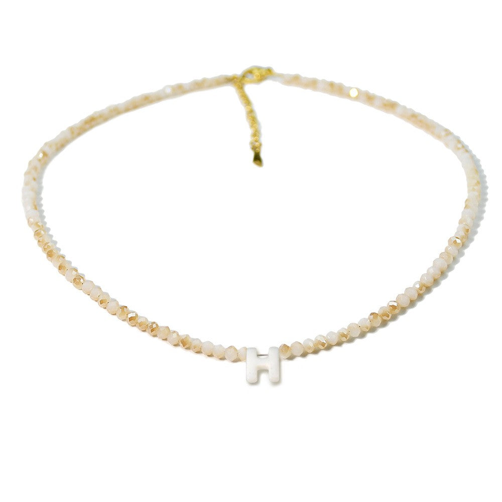 Layered Shell Initial Beaded Necklace