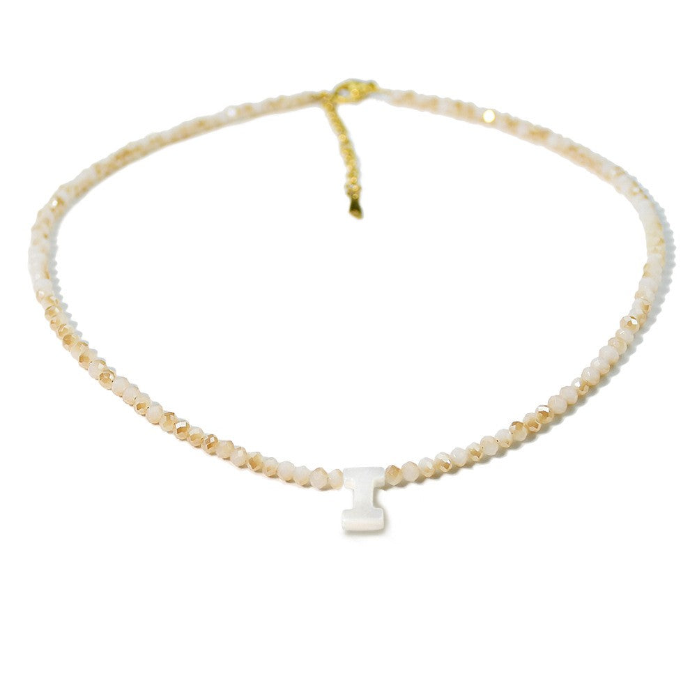 Layered Shell Initial Beaded Necklace