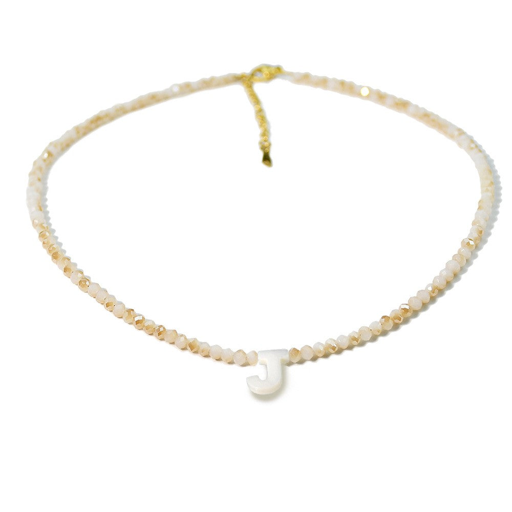 Layered Shell Initial Beaded Necklace