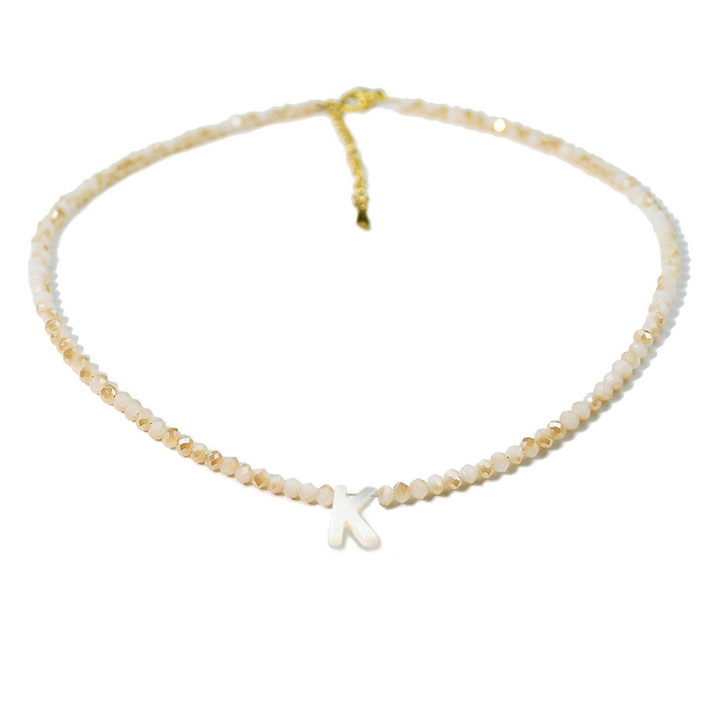 Layered Shell Initial Beaded Necklace