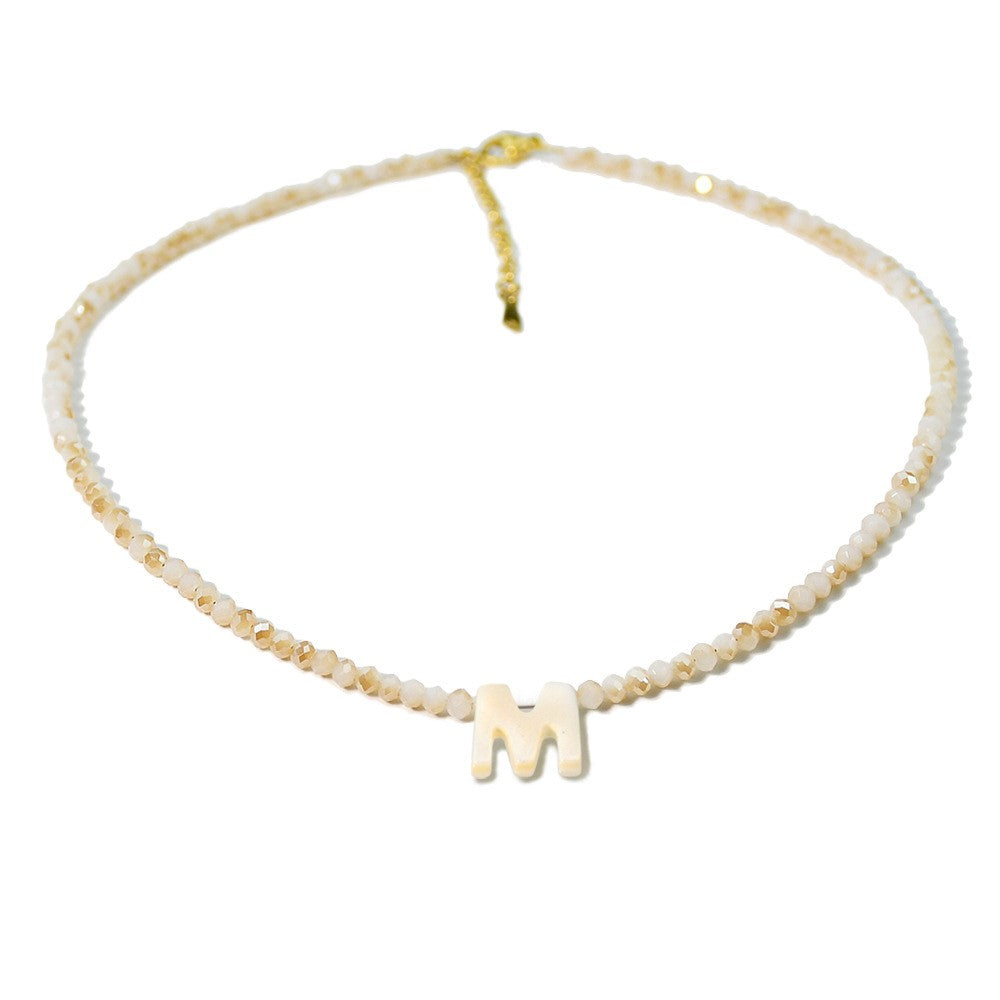 Layered Shell Initial Beaded Necklace