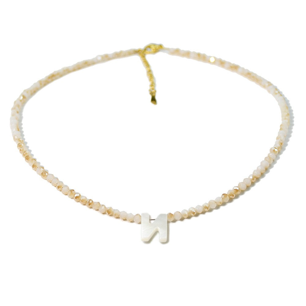 Layered Shell Initial Beaded Necklace