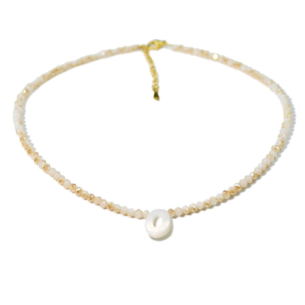 Layered Shell Initial Beaded Necklace
