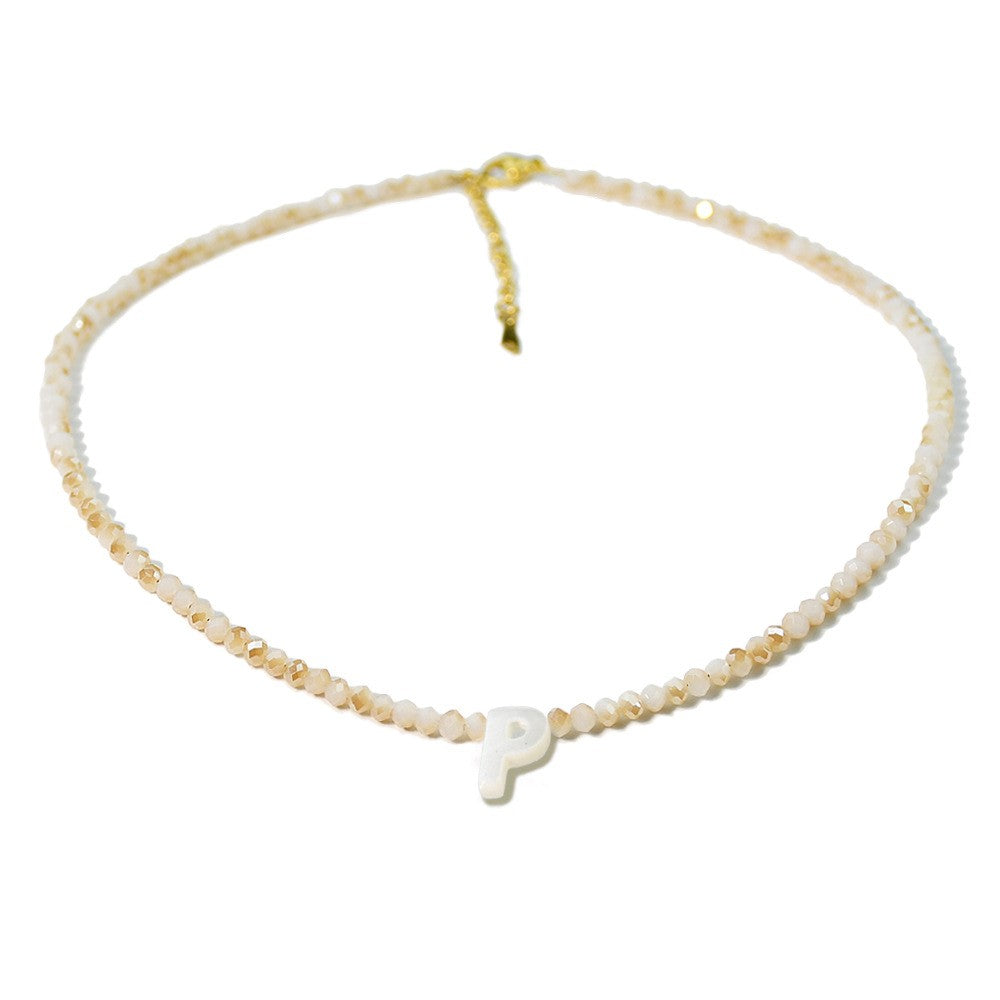 Layered Shell Initial Beaded Necklace