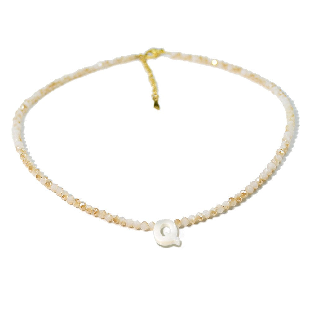 Layered Shell Initial Beaded Necklace