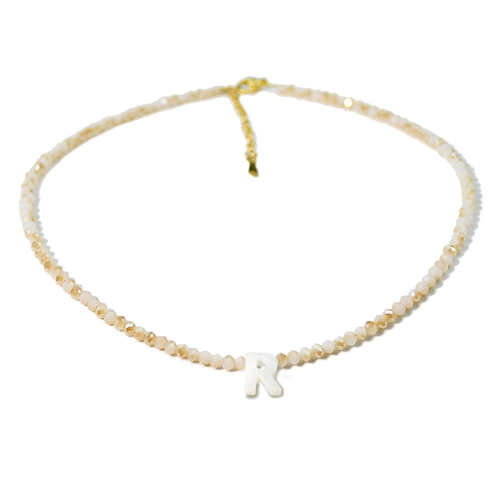 Layered Shell Initial Beaded Necklace