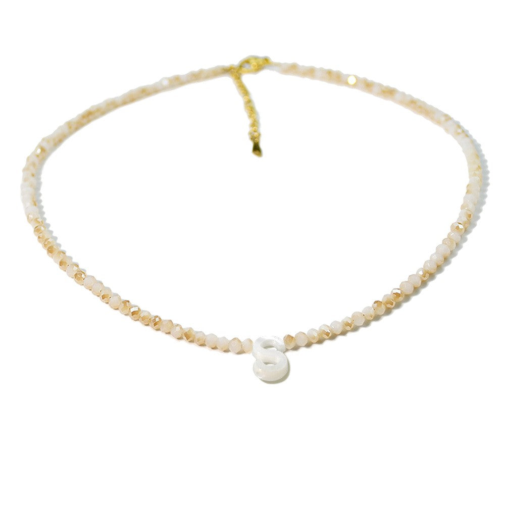 Layered Shell Initial Beaded Necklace