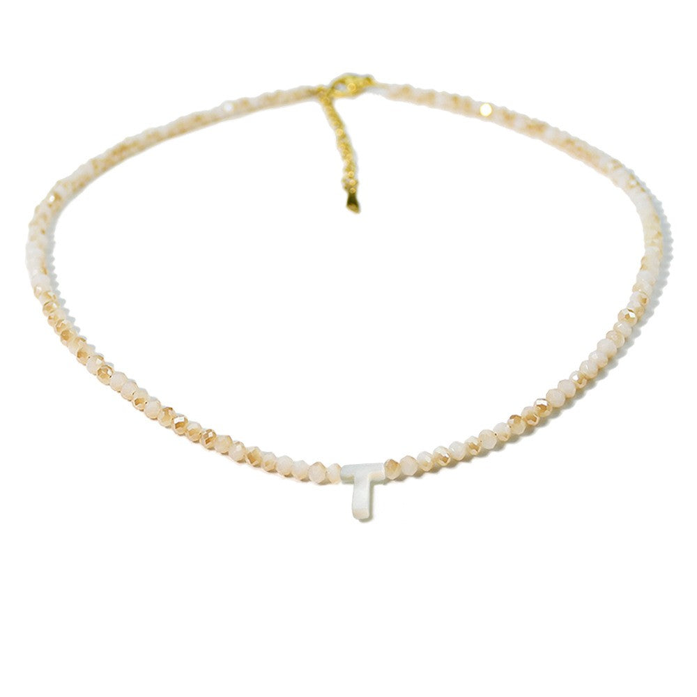 Layered Shell Initial Beaded Necklace