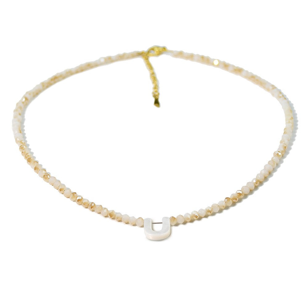 Layered Shell Initial Beaded Necklace