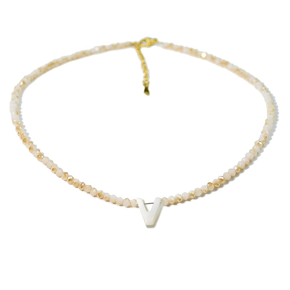 Layered Shell Initial Beaded Necklace