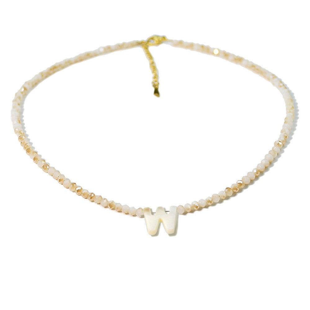 Layered Shell Initial Beaded Necklace