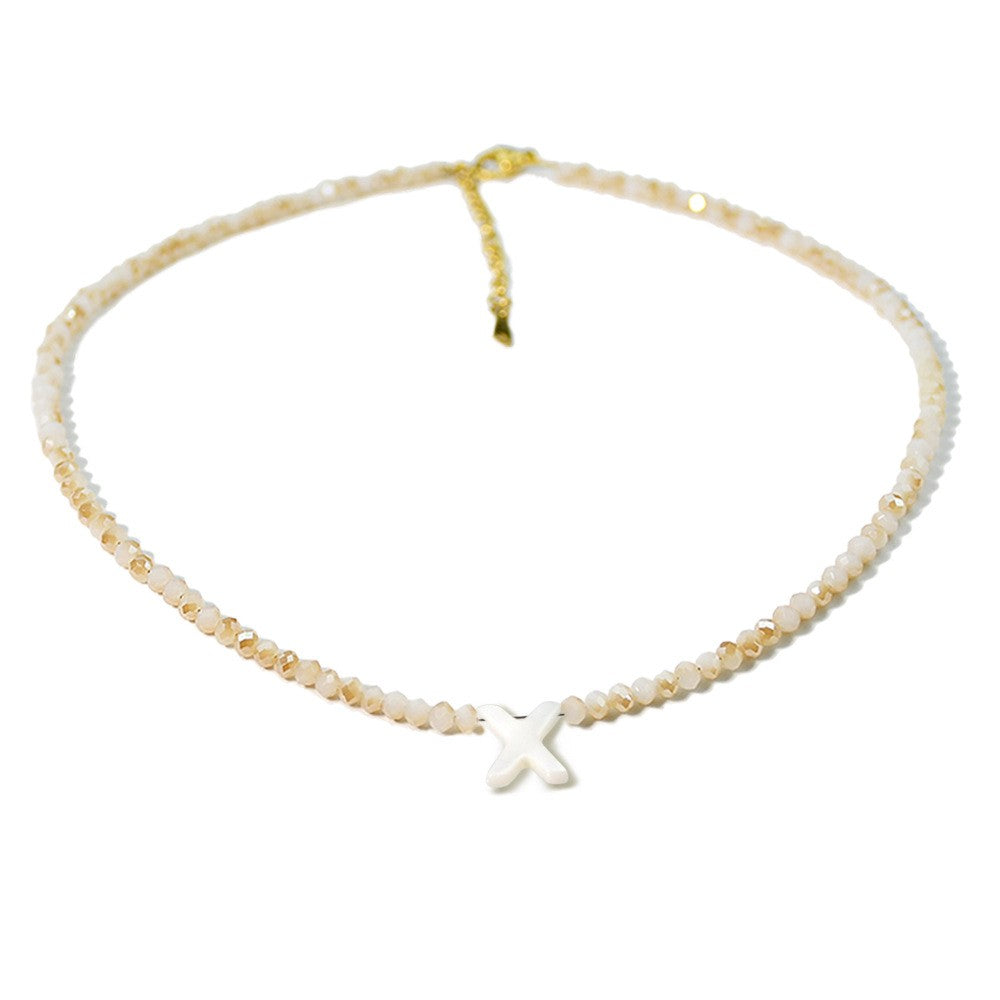 Layered Shell Initial Beaded Necklace