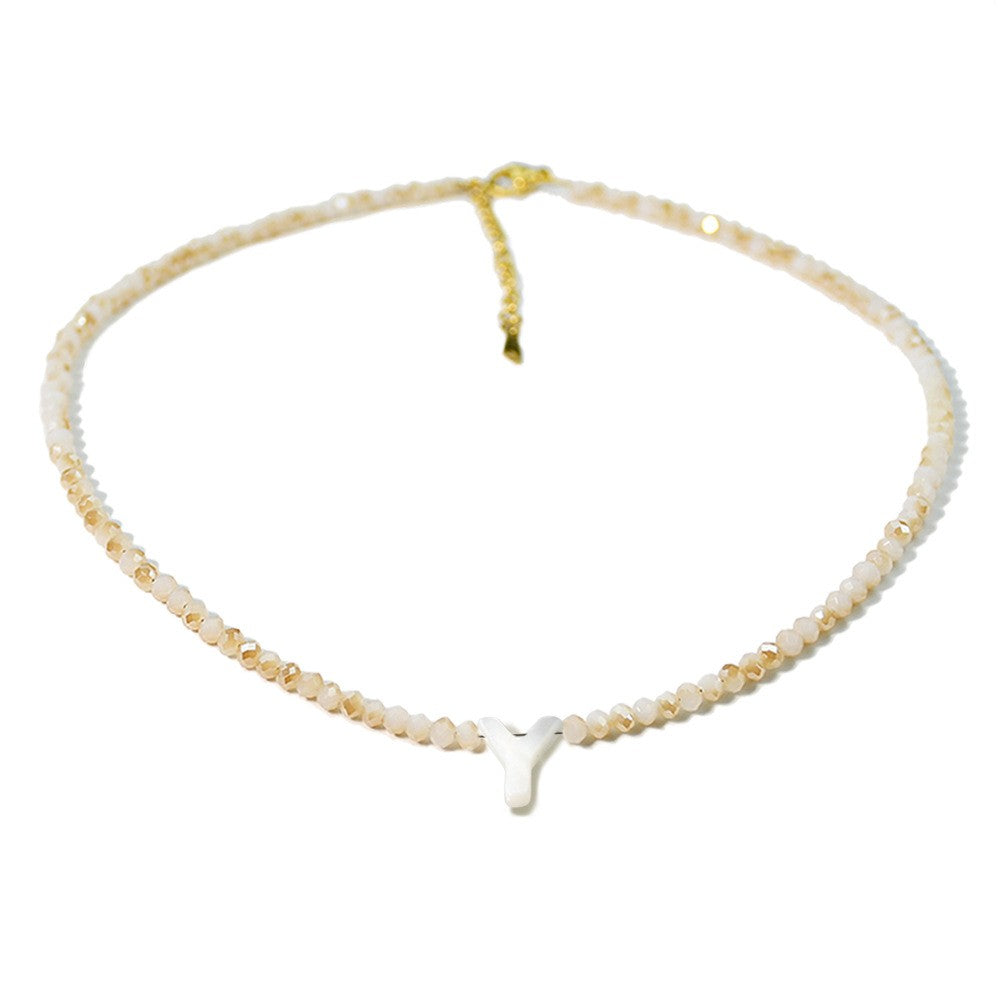 Layered Shell Initial Beaded Necklace