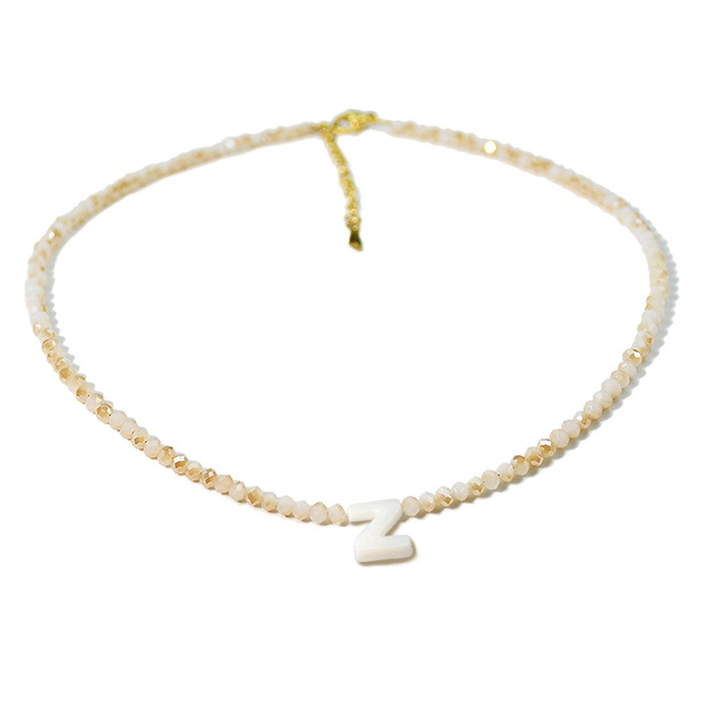 Layered Shell Initial Beaded Necklace