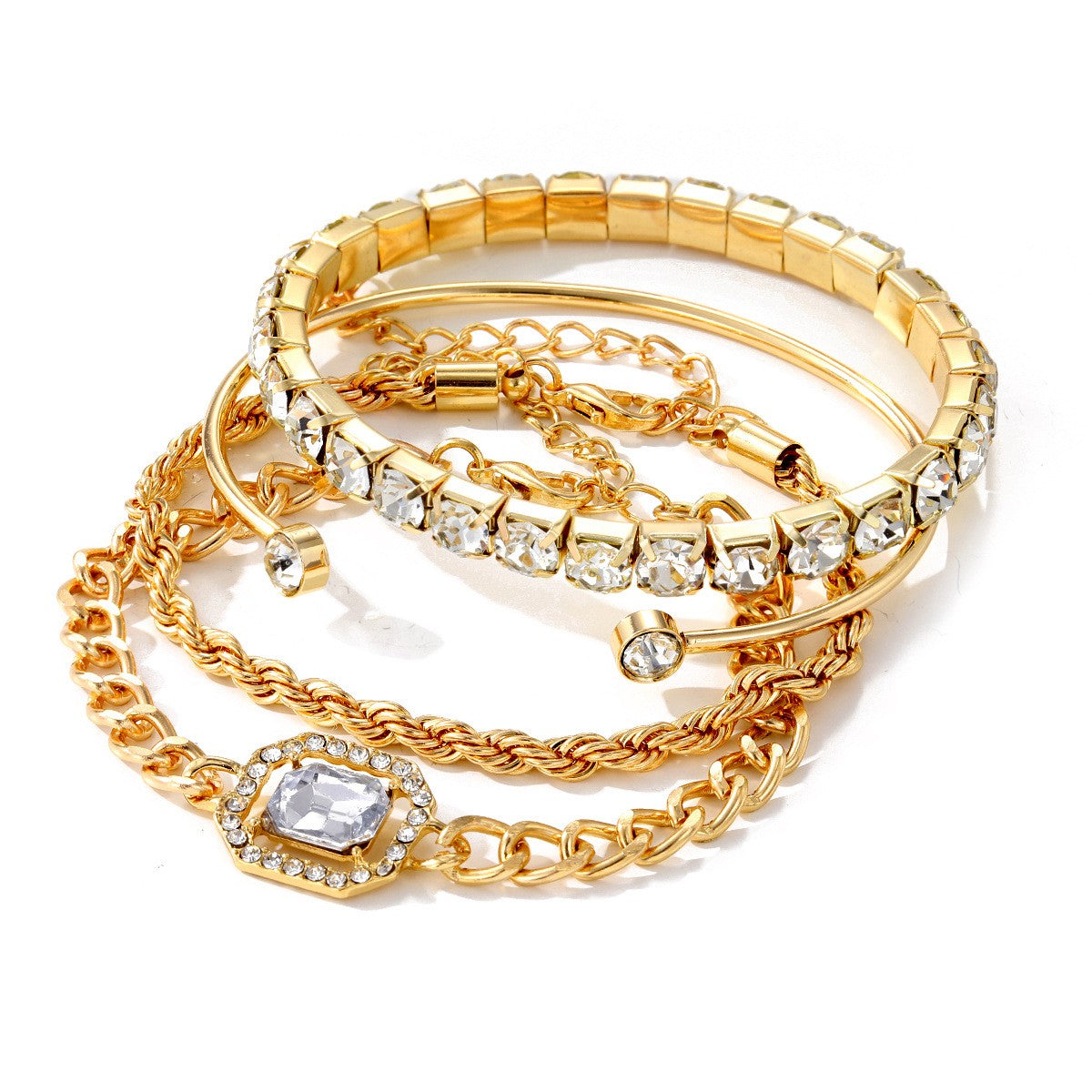 Crystal & Chain Bracelet Set