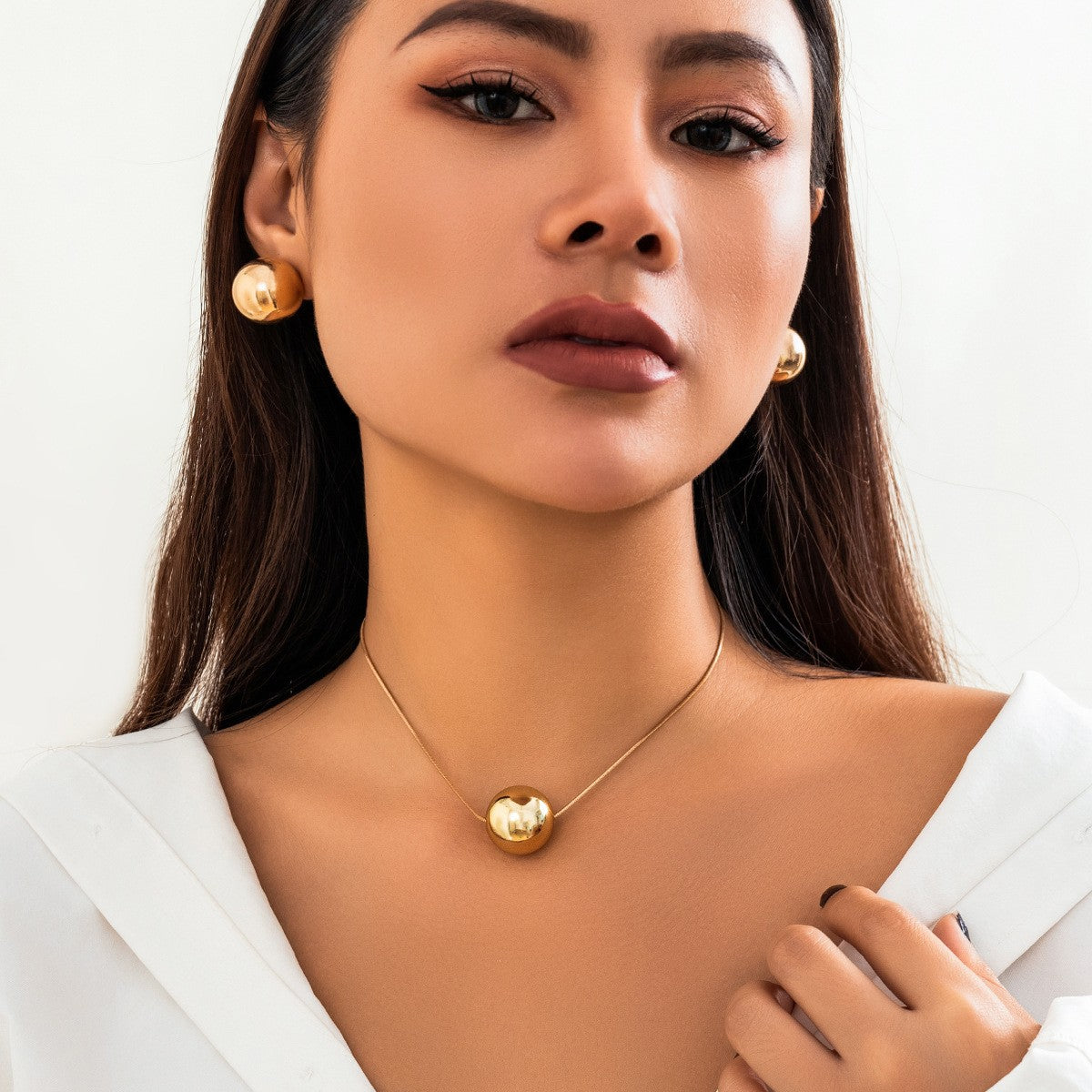 Polished Sphere Jewelry Set