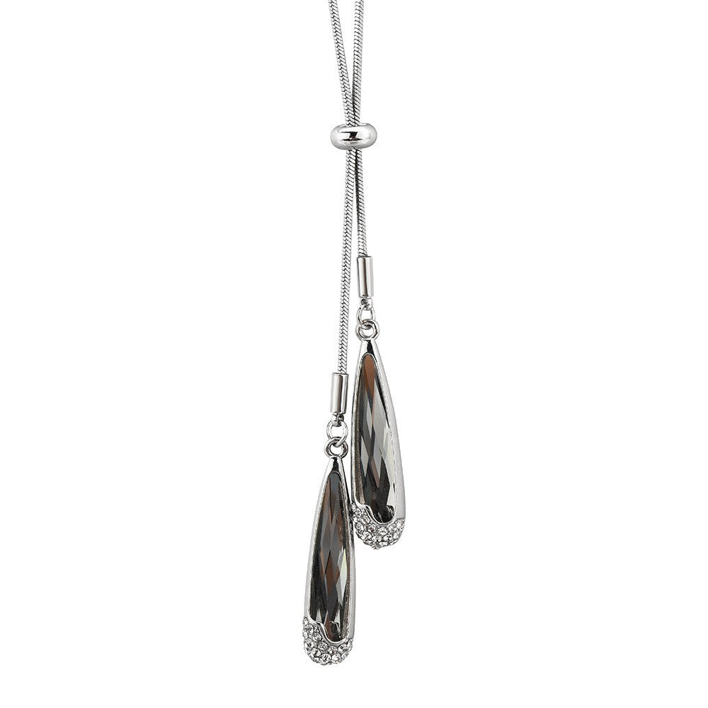 Crystal Teardrop Lariat Necklace