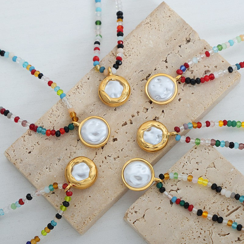Colorful Bead Baroque Pearl Necklace