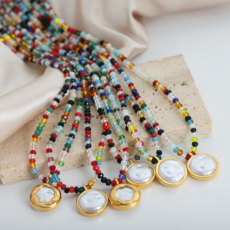 Colorful Bead Baroque Pearl Necklace