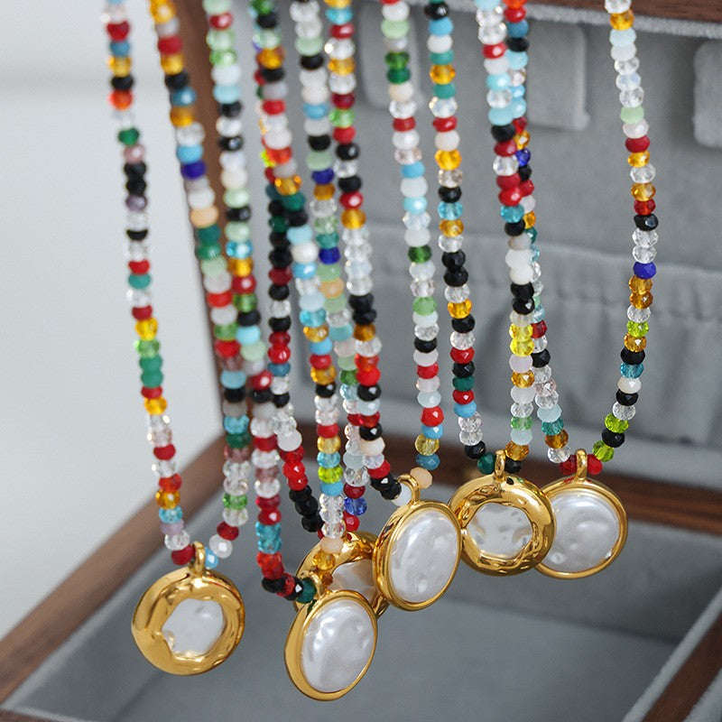 Colorful Bead Baroque Pearl Necklace