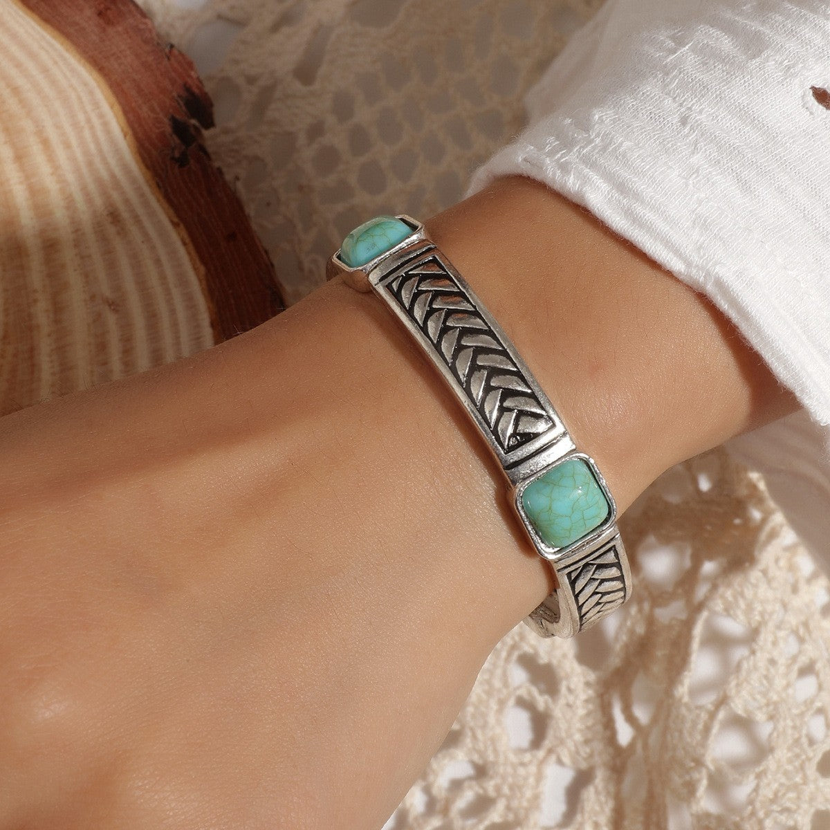 Turquoise Chevron Cuff Bracelet