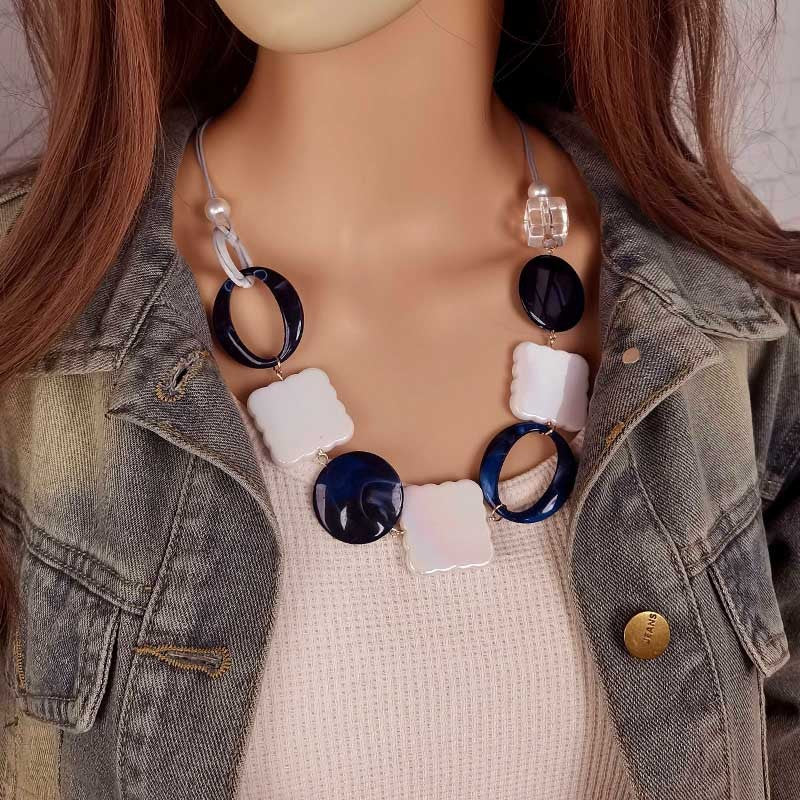 Iridescent Geometric Statement Necklace