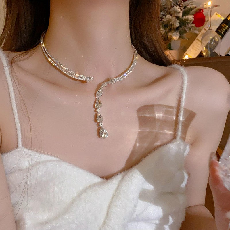 Crystal Teardrop Lariat Choker