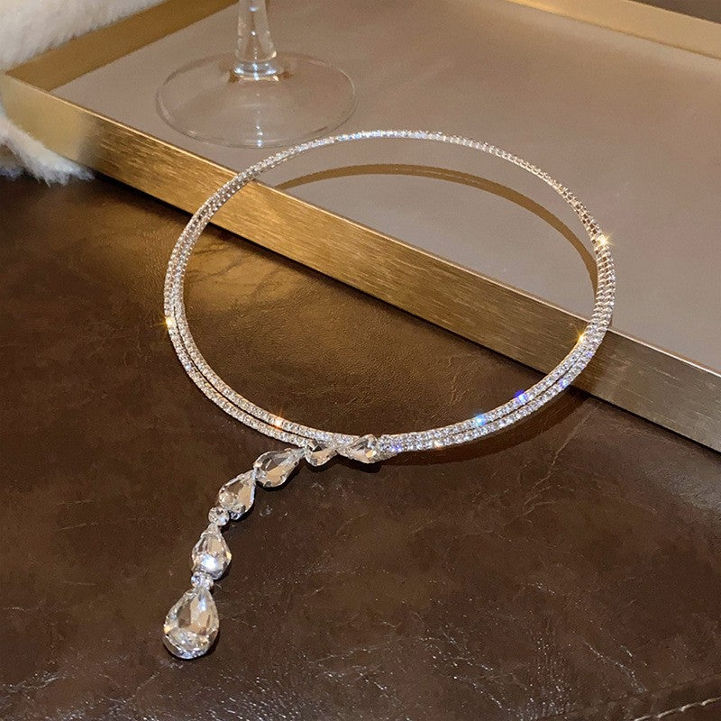 Crystal Teardrop Lariat Choker