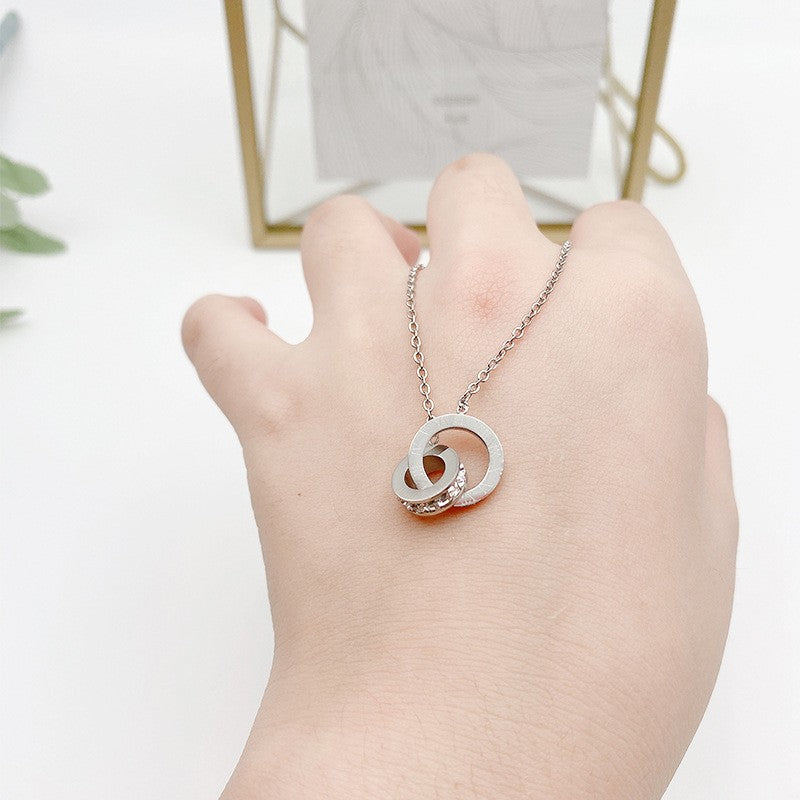 Roman Numeral Crystal Circle Necklace