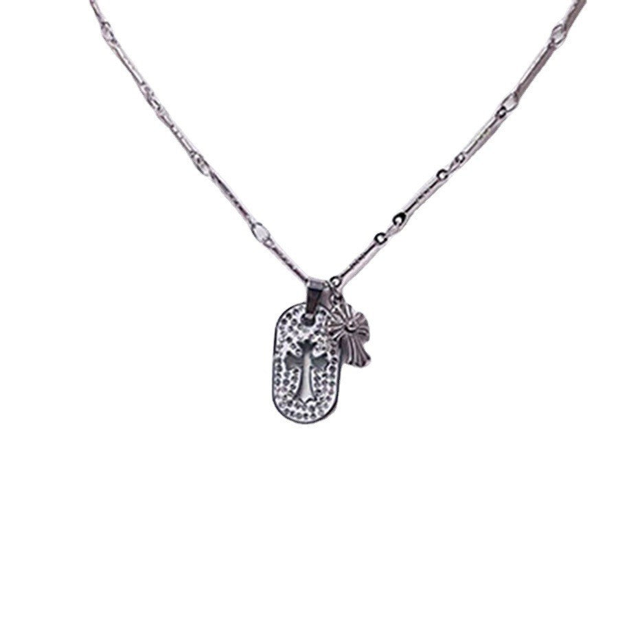 Crystal Cross Oval Necklace