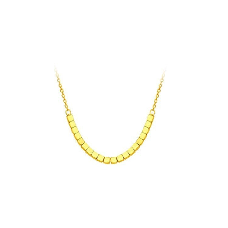 Black & Gold Square Bead Necklace