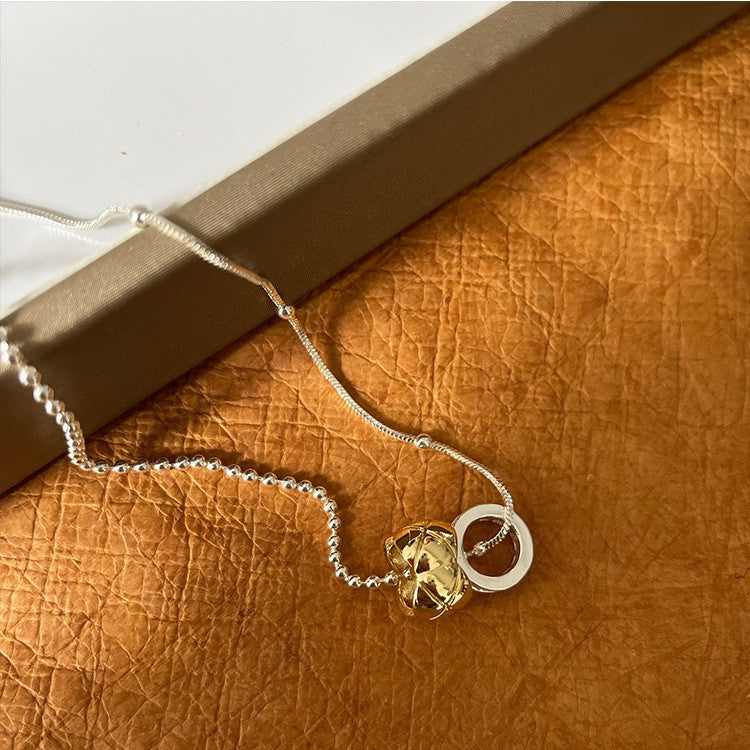 Quilted Gold Double Ring Necklace