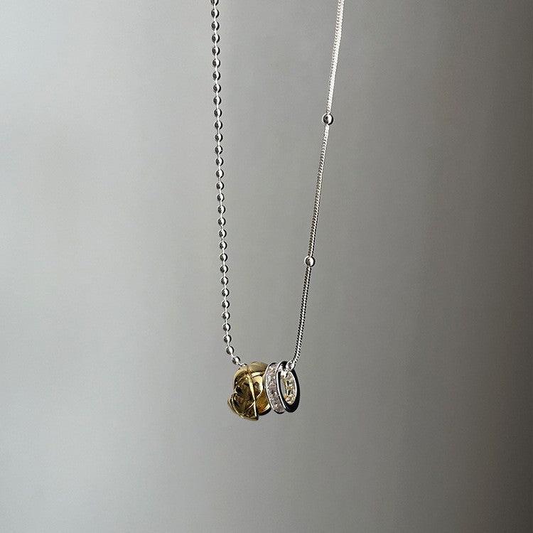 Quilted Gold Double Ring Necklace