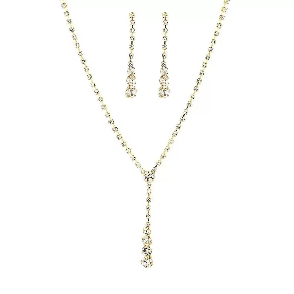 Crystal Cluster Y-Necklace & Earring Set