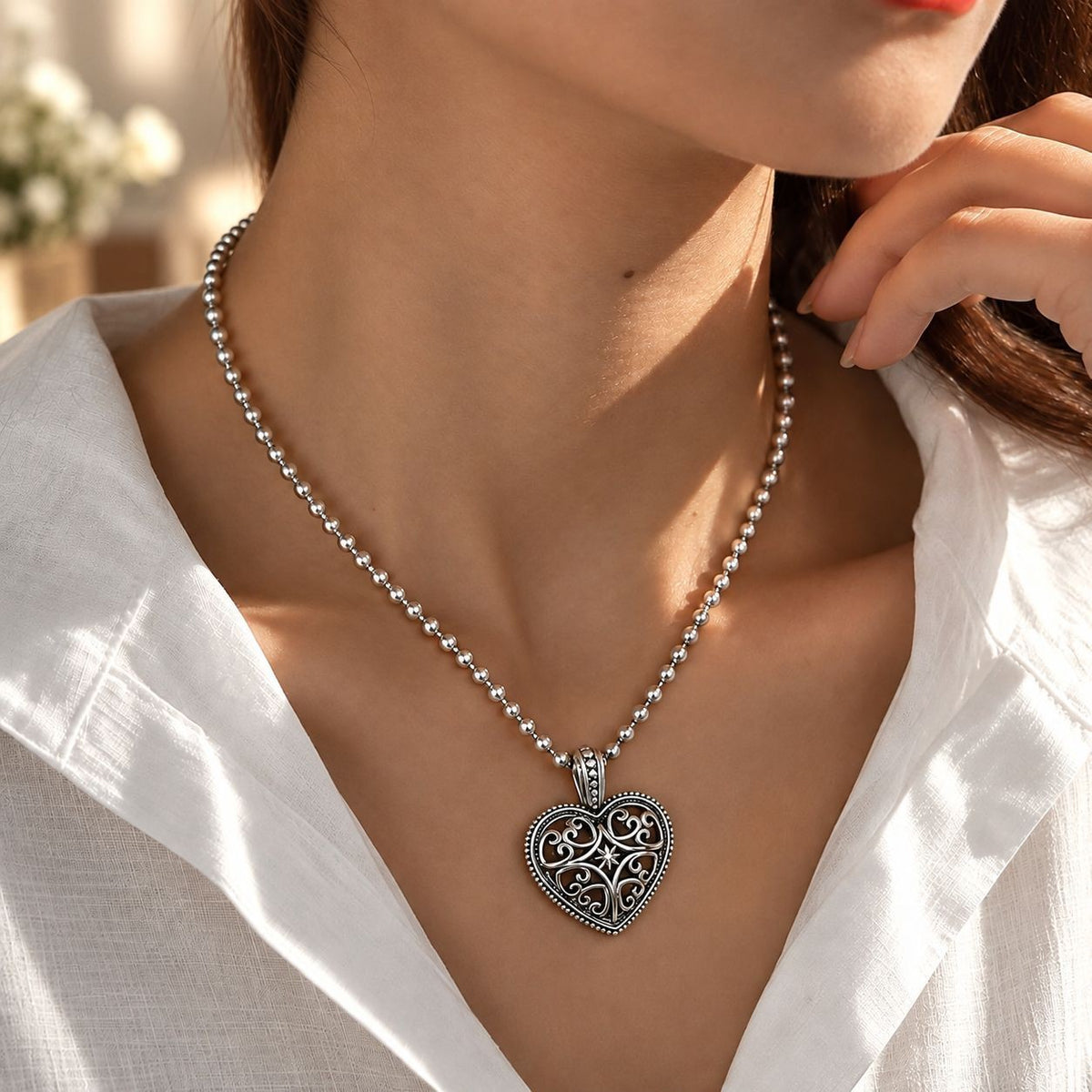 Ornate Heart Locket Necklace