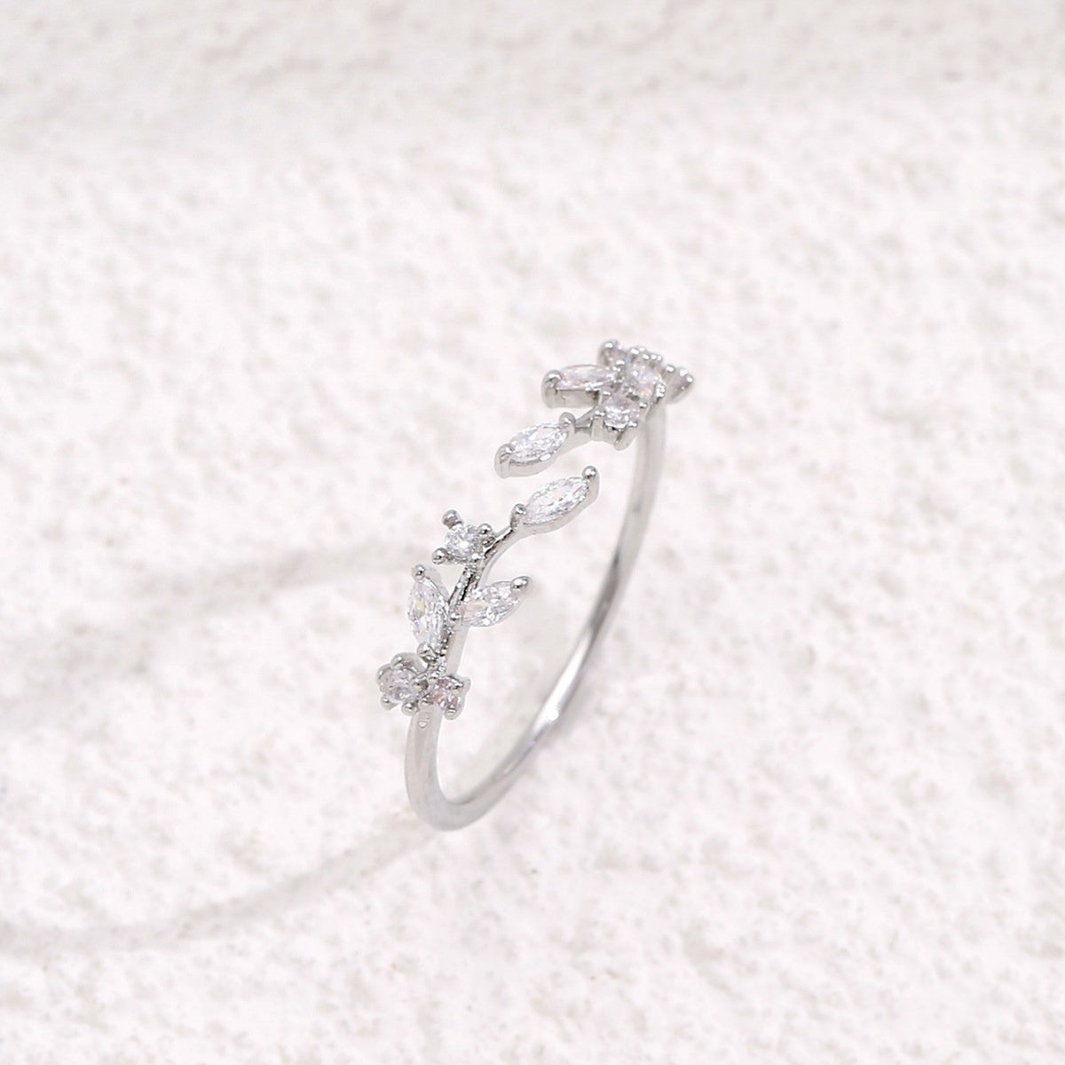 Colorful Gemstone Leaf Open Ring