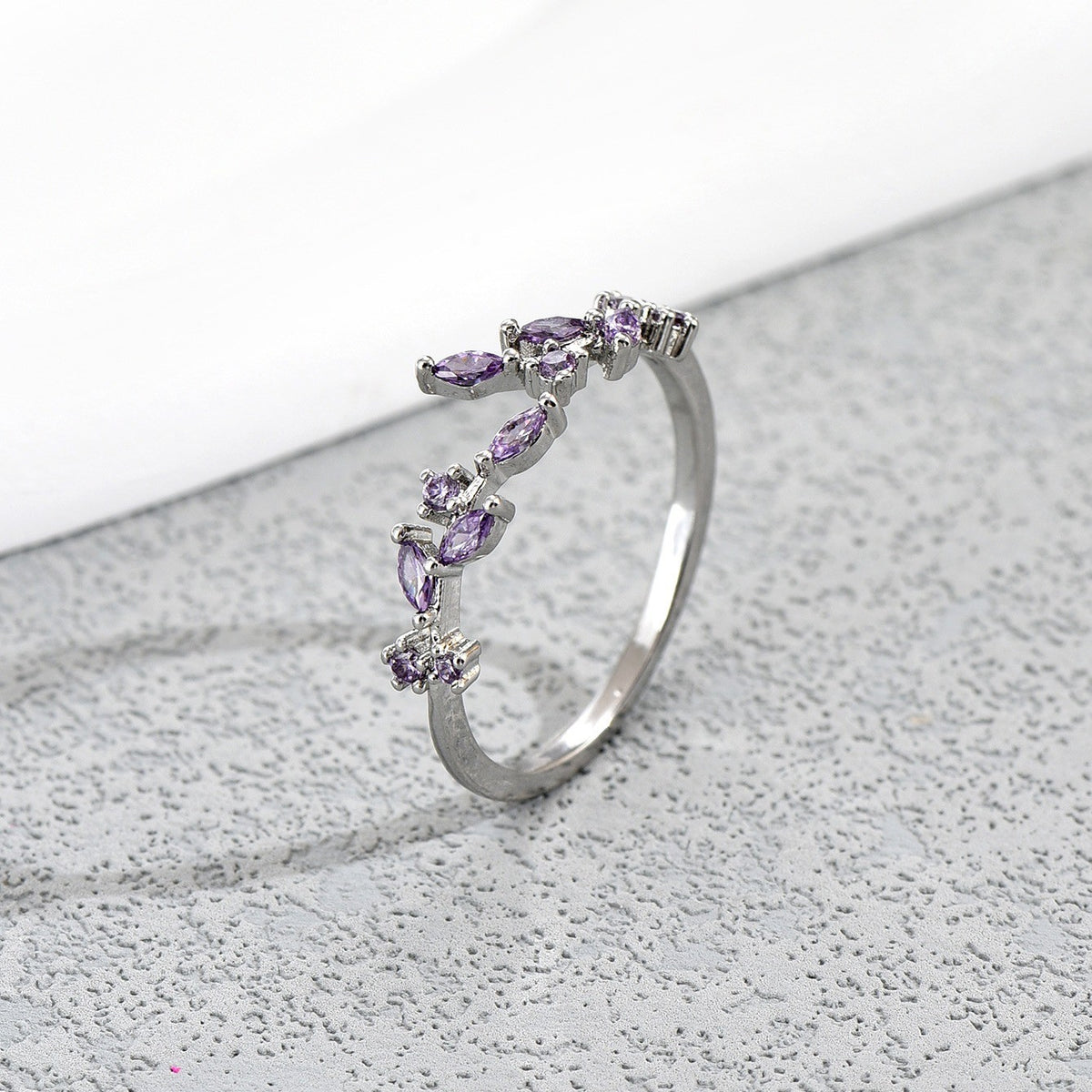 Colorful Gemstone Leaf Open Ring