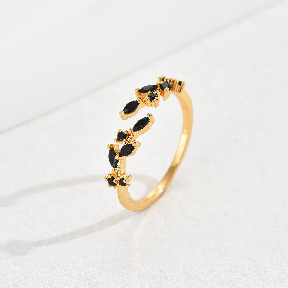 Colorful Gemstone Leaf Open Ring