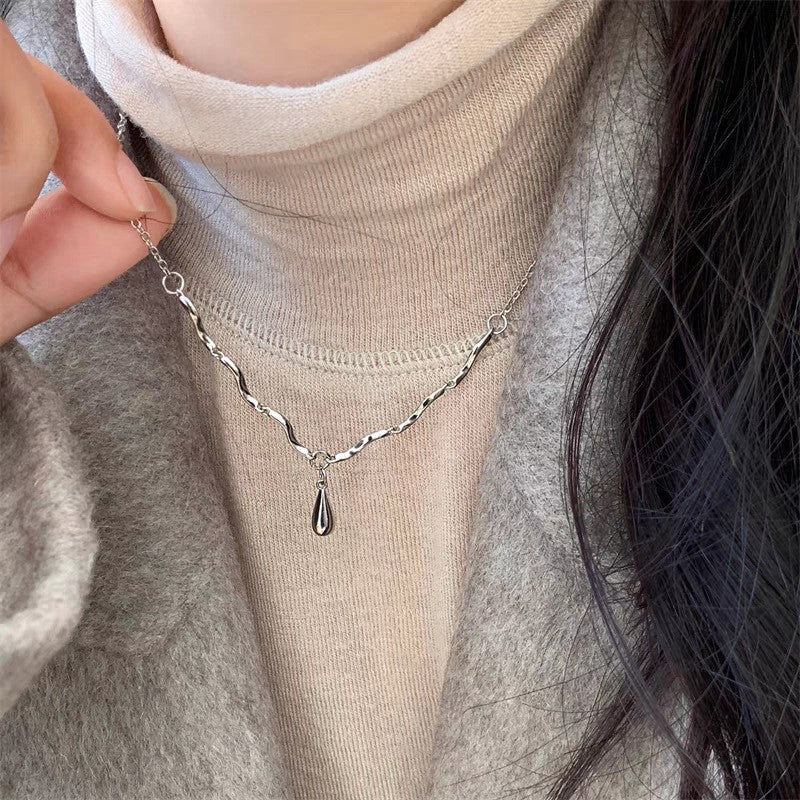 Abstract Wave Teardrop Necklace
