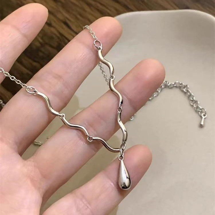 Abstract Wave Teardrop Necklace