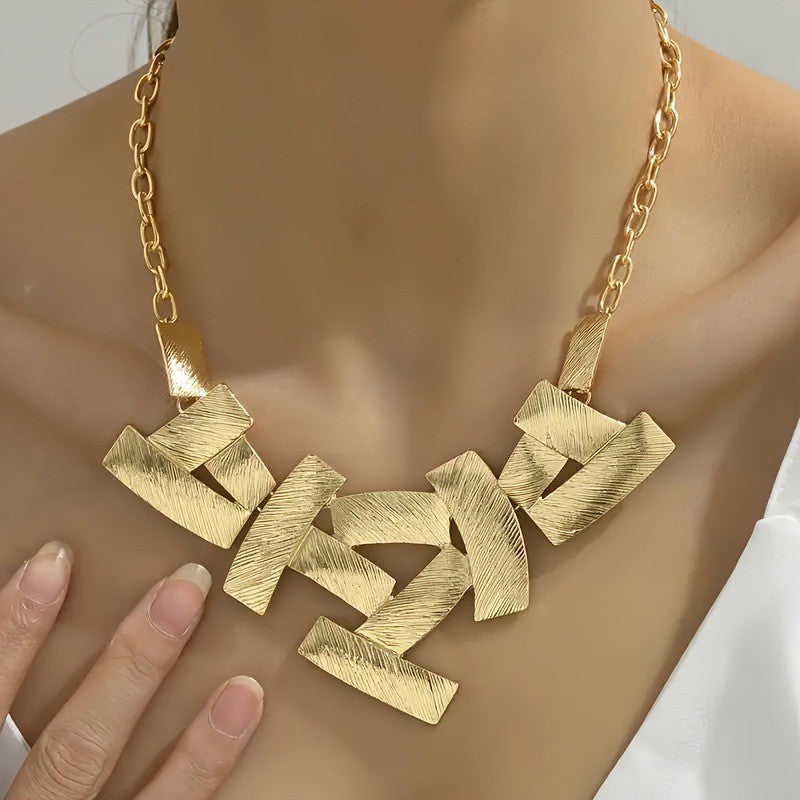 Textured Geometric Block Necklace