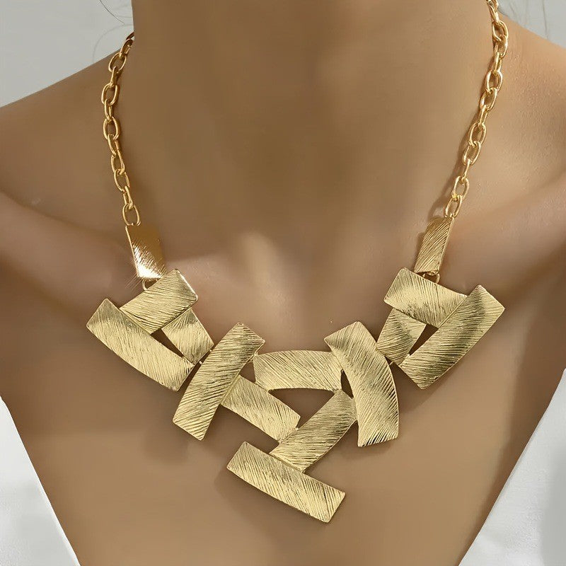 Textured Geometric Block Necklace