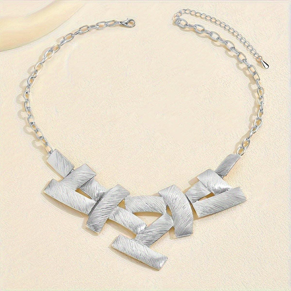 Textured Geometric Block Necklace