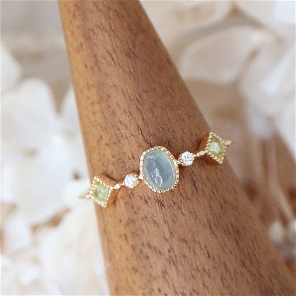 Aquamarine & Green Stone Ring