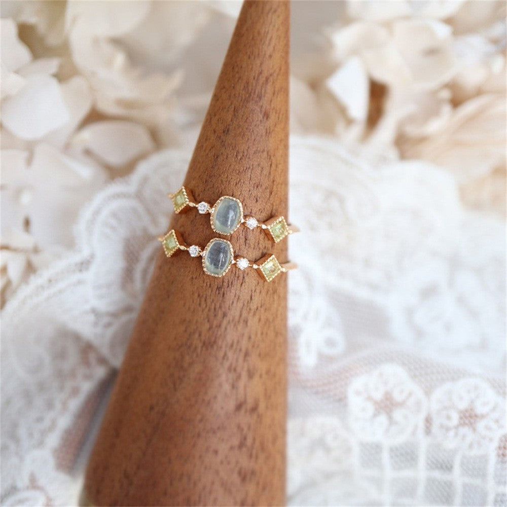 Aquamarine & Green Stone Ring